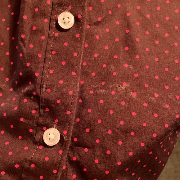 Lands End 24w Maroon with Pink Dots Button Down No Iron Supima - Picture 6 of 6